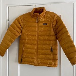 Yellow Patagonia down jacket, kids size L/12, fits like a womens XS